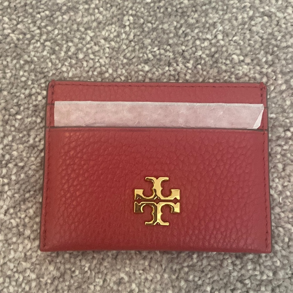 Tory Burch Red Pebble Leather Card Case